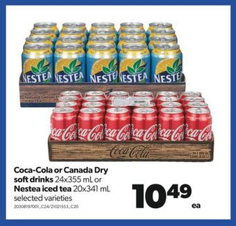 Real Canadian Superstore Coca-cola or canada dry softdrinks, 24x355 ml or nestea iced tea, 20x341 ml offer