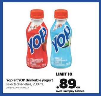 Real Canadian Superstore Yoplait yop drinkable yogurt, 200 ml offer