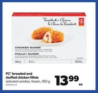 Real Canadian Superstore Pc® breaded and stuffed chicken fillets, 560 g offer