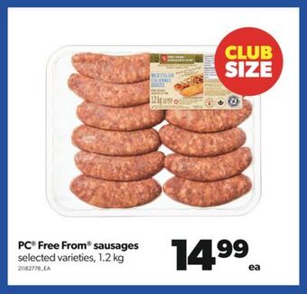 Real Canadian Superstore Pc® free from® sausages, 1.2 kg offer