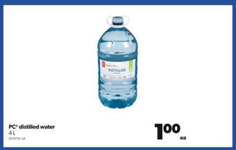 Real Canadian Superstore Pc® distilled water, 4l offer