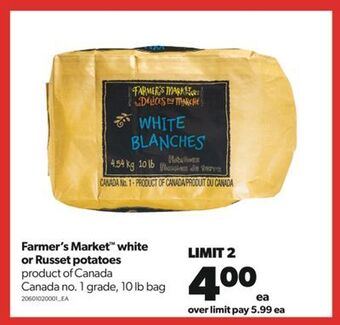 Real Canadian Superstore Farmer's market™ white or russet potatoes, 10 lb bag offer