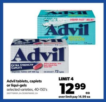 Real Canadian Superstore Advil tablets, caplets or liqui-gels , 40-150's offer