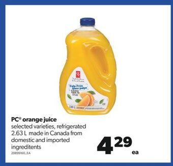 Real Canadian Superstore Pc® orange juice, 2.63 l offer