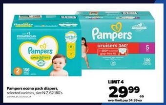 Real Canadian Superstore Pampers econo pack diapers, size n-7, 62-180's offer