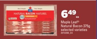 Real Canadian Superstore Maple leaf® natural bacon, 375g offer