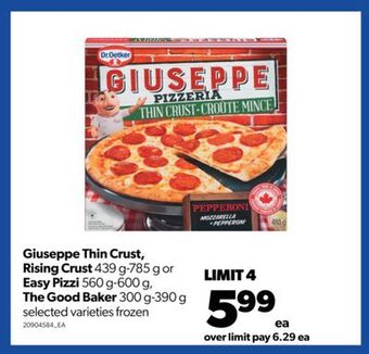 Real Canadian Superstore Giuseppe thin crust, rising crust 439 g-785 g or easy pizzi 560 g-600 g, the good baker 300 g-390 g offer