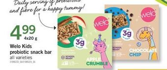 Fortinos Welo kids probiotic snack bar, 4x20 g offer
