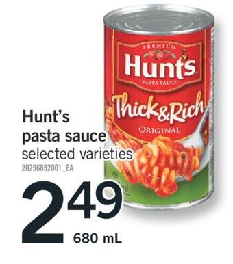 Fortinos Hunt's pasta sauce, 680 ml offer