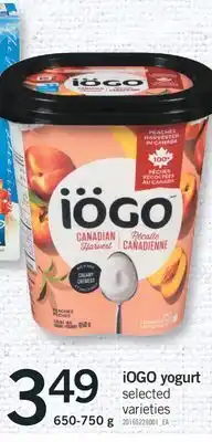 Fortinos Iogo yogurt, 650-750 g offer