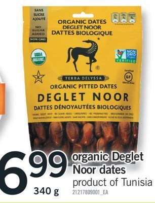 Fortinos Organic deglet noor dates, 340 g offer