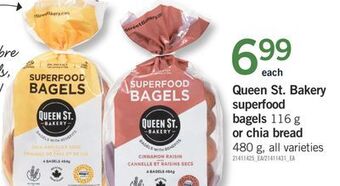 Fortinos Queen st. bakery superfood bagels, 116 g or chia bread, 480 g offer
