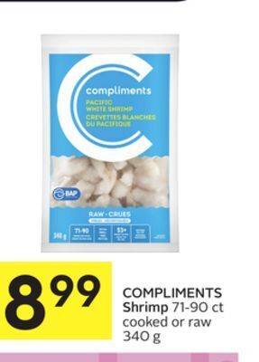 Foodland Compliments shrimp 71-90 ct cooked or raw 340 g offer