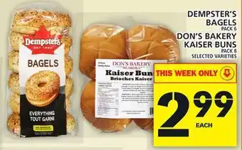 Food Basics Dempster's bagels or don's bakery kaiser buns offer