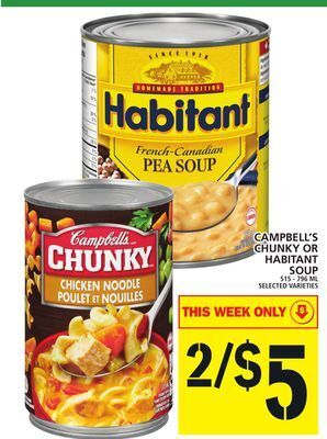 Food Basics Campbell's chunky or habitant soup offer