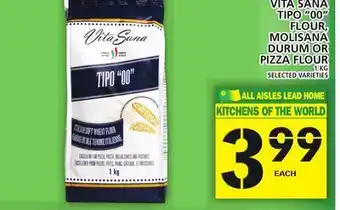 Food Basics Vita sana tipo "00" flour, molisana durum or pizza flour offer