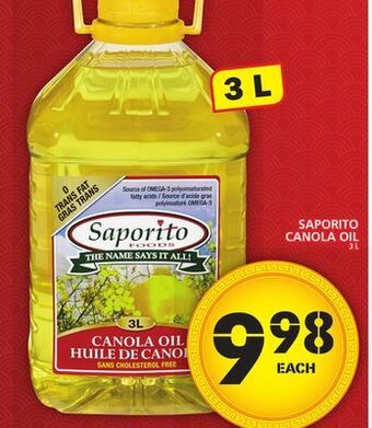 Food Basics Saporito canola oil offer