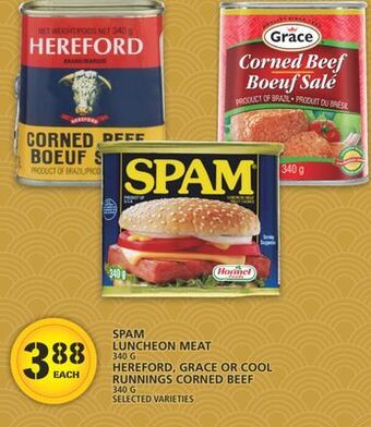 Food Basics Spam luncheon meat or hereford, grace or cool runnings corned beef offer