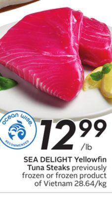 Sobeys Sea delight yellowfin tuna steaks offer