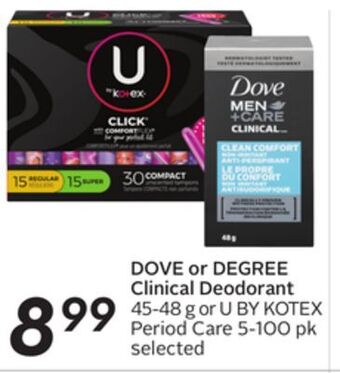 Sobeys Dove or degree clinical deodorant offer