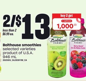 Loblaws Bolthouse smoothies, 946 ml offer