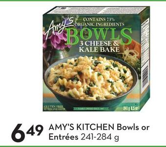 Sobeys Amy's kitchen bowls or entrées offer