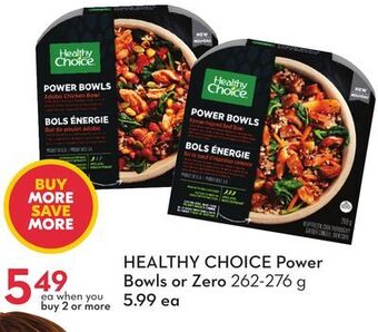 Sobeys Healthy choice power bowls or zero offer