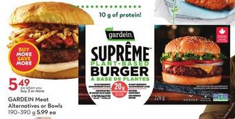Sobeys Gardein meat alternatives or bowls offer