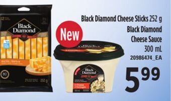 Loblaws Black diamond cheese sticks, 252 g black diamond cheese sauce, 300 ml offer