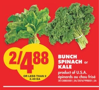 No Frills Bunch spinach or kale offer