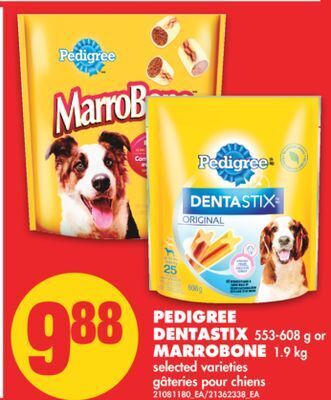 No Frills Pedigree dentastix 553-608 g or marrobone 1.9 kg offer