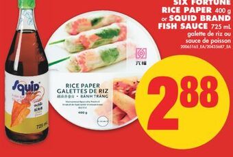 No Frills Six fortune rice paper 400 g or squid brand fish sauce 725 ml offer