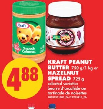 No Frills Kraft peanut butter 750 g/1 kg or hazelnut spread 725 g offer