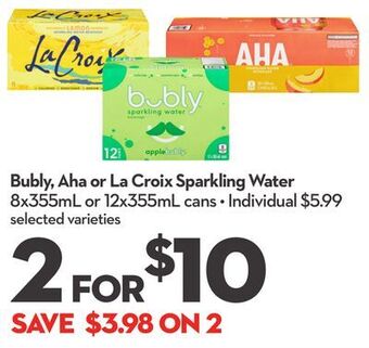 Longo's Bubly, aha or la croix sparkling water offer