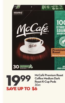 Longo's Mccafé premium roast coffee medium dark roast k-cup pods offer
