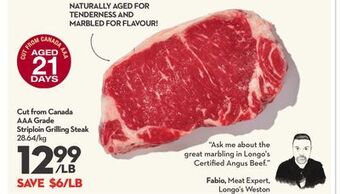 Longo's Cut from canada aaa grade striploin grilling steak offer