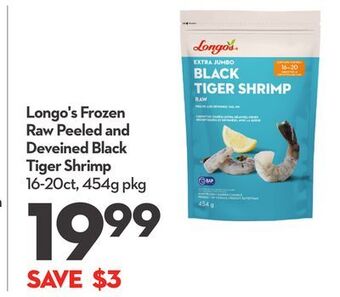 Longo's Longo's frozen raw peeled and deveined black tiger shrimp offer