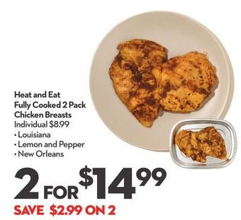Longo's Heat and eat fully cooked 2 pack chicken breasts offer