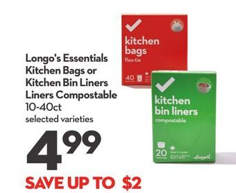 Longo's Longo's essentials kitchen bags or kitchen bin liners liners compostable offer