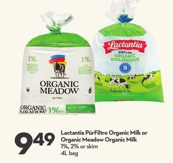Longo's Lactantia pūrfiltre organic milk or organic meadow organic milk offer