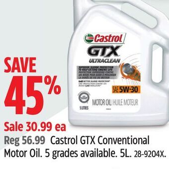 Canadian Tire Castrol gtx conventional motor oil offer