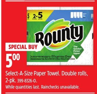 Canadian Tire Bounty select-a-size paper towel offer