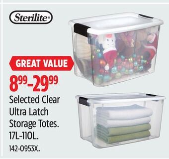 Canadian Tire Sterilite selected clear ultra latch storage totes offer