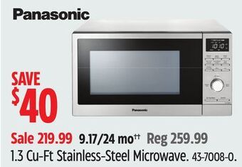 Canadian Tire Panasonic 1.3 cu-ft stainless-steel microwave offer