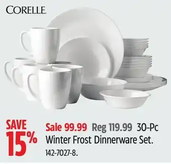 Canadian Tire Corelle 30-pc winter frost dinnerware set offer