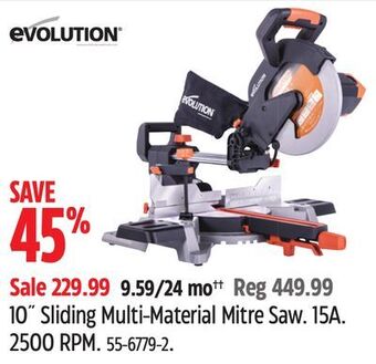 Canadian Tire Evolution 10" sliding multi-material mitre saw offer
