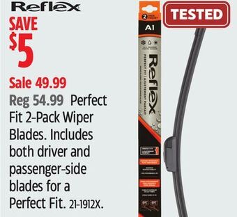Canadian Tire Reflex perfect fit 2-pack wiper blades offer