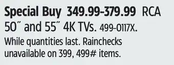 Canadian Tire Rca 50˝ and 55˝ 4k tvs offer