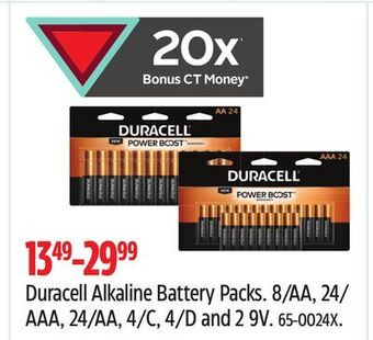 Canadian Tire Duracell alkaline battery packs offer