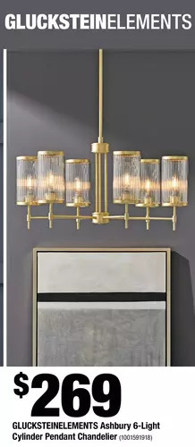 Glucksteinelements ashbury 6-light cylinder pendant chandelier